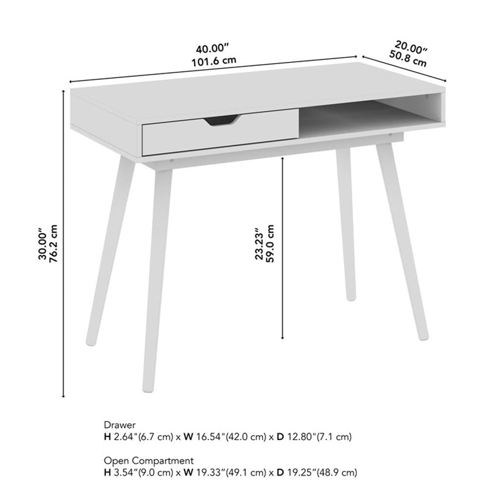 Bush Home Nora 40W Writing Desk in Natural Oak | Compact Writing Table with Storage, Workstation for Home Office or Study Room