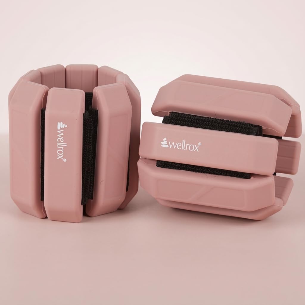 Wellrox Weighted Bangles Comfort Edition - 2.4lb (1.2lb Each Wrist Weight) Adjustable Ankle and Wrist Weights for Women & Men - Arm Weights For Walking, Pilates & Yoga