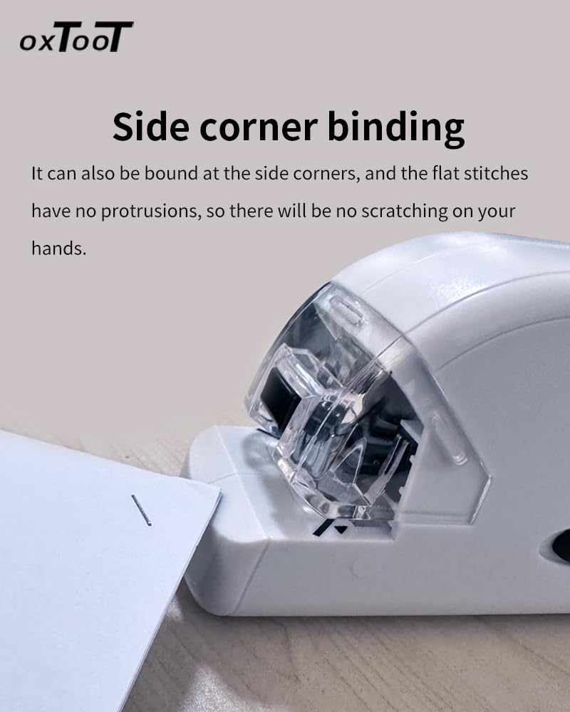 OXTOOT Electric Stapler with Intelligent Dual Power Supply Portable Office Supplies White, Suitable for No. 10 Staplers