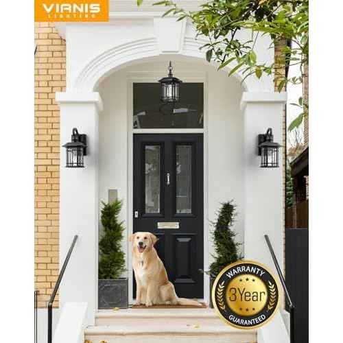 VIANIS Black Outdoor Lights for House, Dusk to Dawn Light Fixture, Waterproof Wall Lights, Porch Lights Outdoor for House, Garden, Garage, Entryway, Anti-Rust