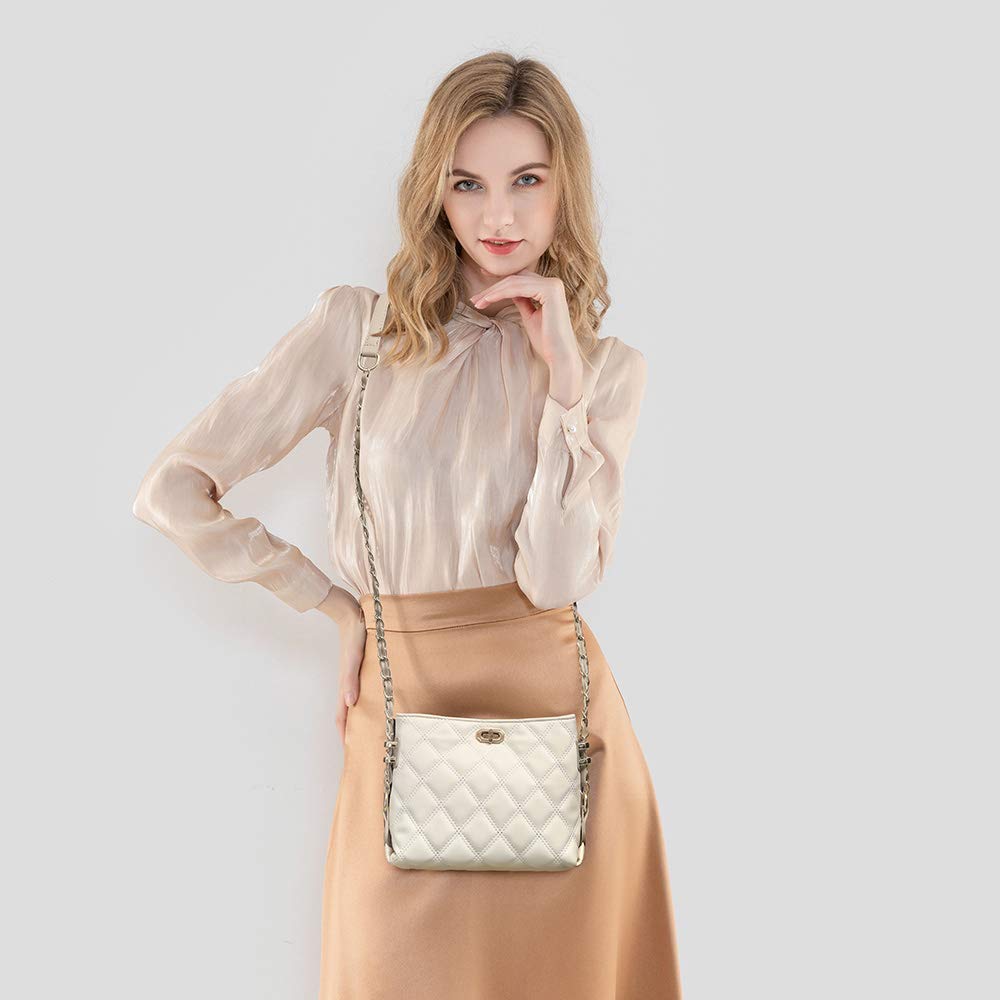 Sivim Small Crossbody Bags for Women Purses Fashion Leather Lightweight Handbags Shoulder Bag(Beige)