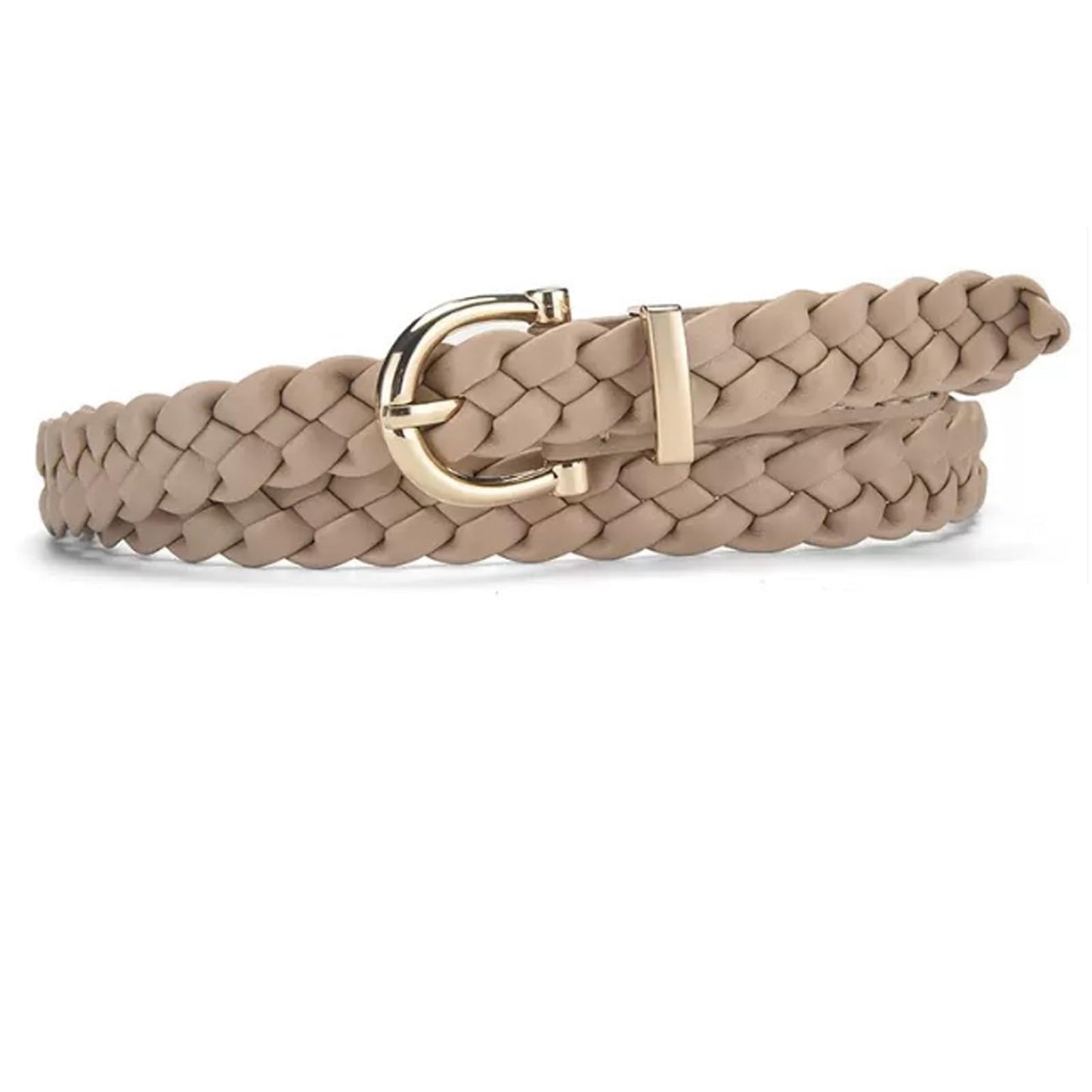 iRIIRIO 2pcs Skinny Braided Belts for Women Girls Thin Classic PU Leather Woven Waist Belt Strap for Jeans Pants Dress (Black+Khaki)
