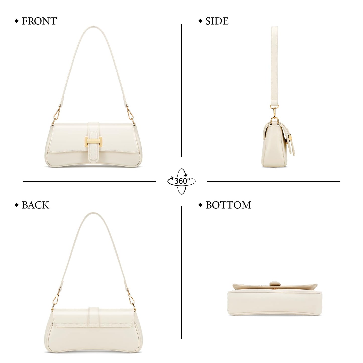 Shoulder Bag for Women, Small Handbag Hobo Purses, Retro Clutch Underarm Bag, Beige