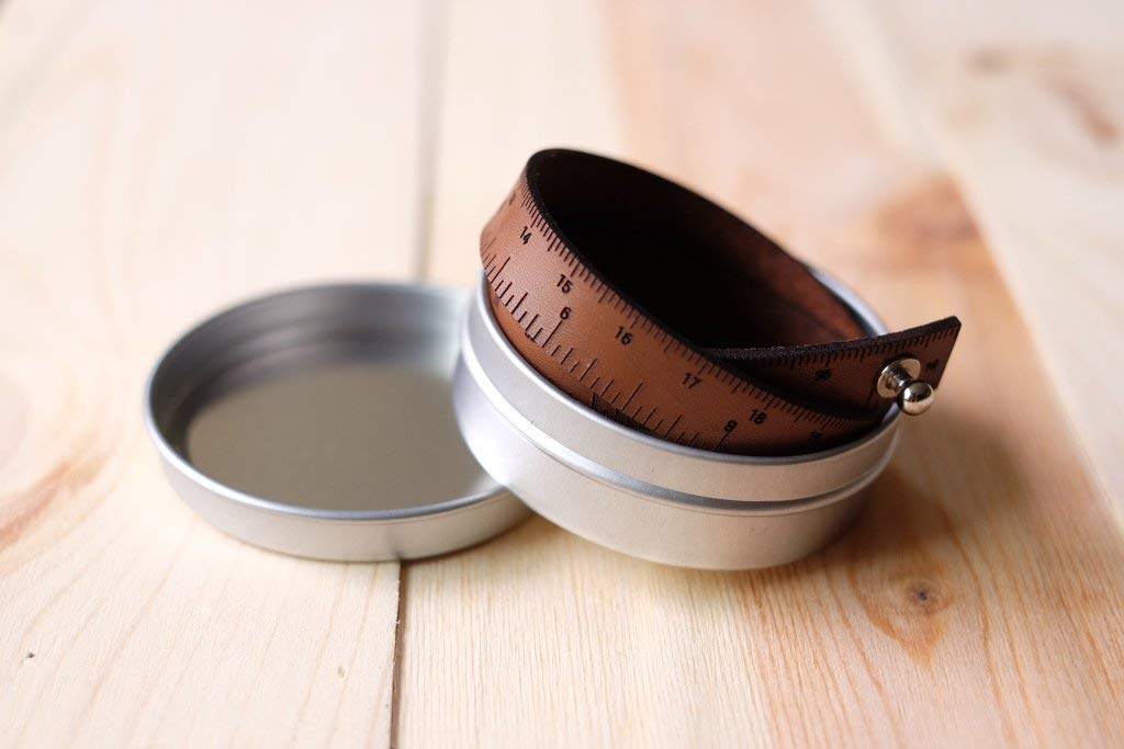 ILOVEHANDLES WRIST RULER Medium Brown 15"| Tape Measure Bracelet | Leather Cuff | Leather Wrap Bracelet | Sewing | Knitting | Crochet | Notion | Gift
