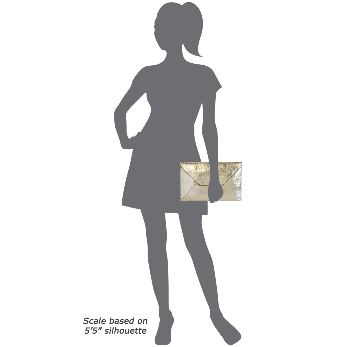 JNB Crushed Metallic Envelope Clutch – Slide & Tuck Closure,Evening Party Bag for Women, Gold