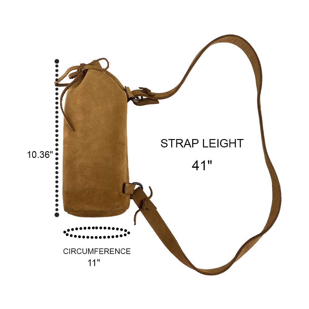 Hide & Drink Durable Leather Wine Carrier Handmade (Toffee Suede)