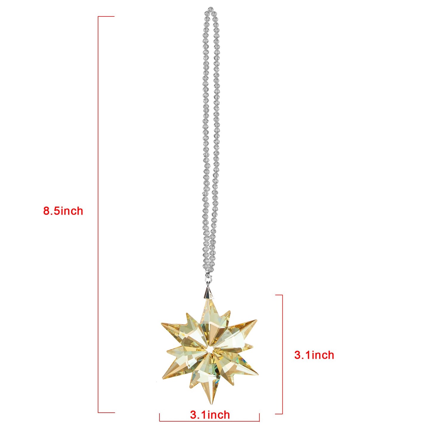 Christmas Ornaments Crystal Snowflake Suncatcher Indoor Window Hanging, Sparkly Crystal Ornaments for Christmas Tree, for Women Girls Home Garden Decor (Single-Layer Snowflake(Champagne))