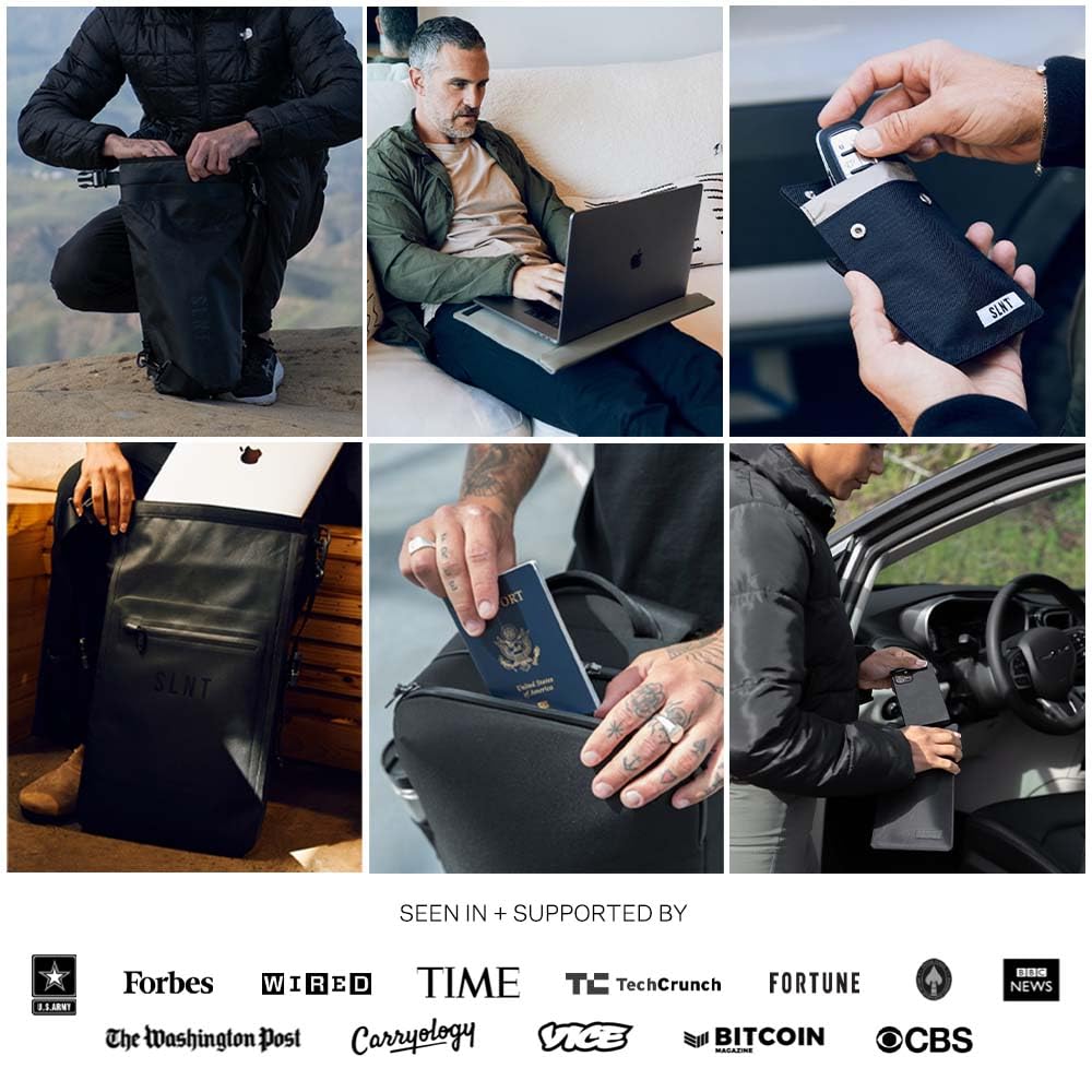 SLNT Napa Leather RFID & NFC Signal Blocking Bi-Fold Wallet - Secure Your Information, Prevent Hacking & Identity Theft - 6 Card Slots & Large Money Pocket - Slim Profile, Great for Travel (Jet Black)