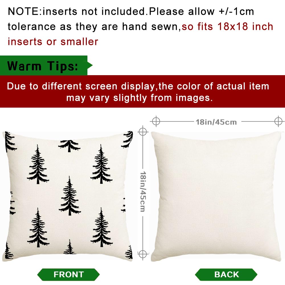 RABUSOFA Christmas Pillow Covers 18x18 inch Set of 2 Indoor Outdoor Waterproof Christmas Decor Tree Decorative Throw Cushion Cases Winter Xmas Holiday Decoration for Couch Patio