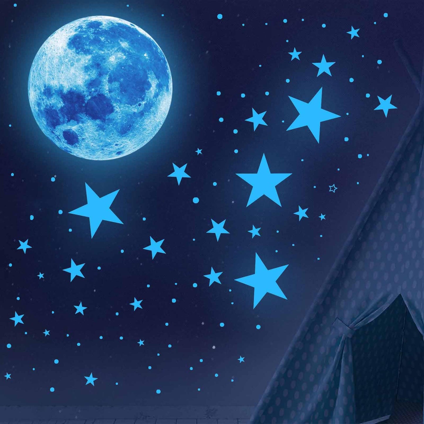 Glow in The Dark Stars for Ceiling,Glow in The Dark Stars and Moon Wall Decals,Ceiling Stars Glow in The Dark Kids Wall Decors Perfect for Kids Nursery Bedroom Living Room