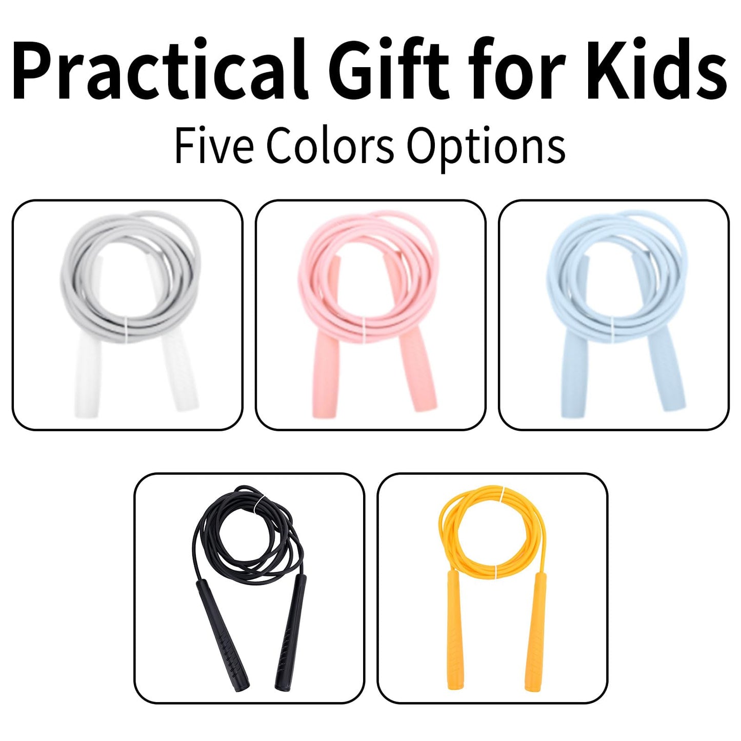 Jump Rope for Kids, Adjustable Children Jump Rope with ABS Handles and PVC Rope for Child Student Toddler (Black)