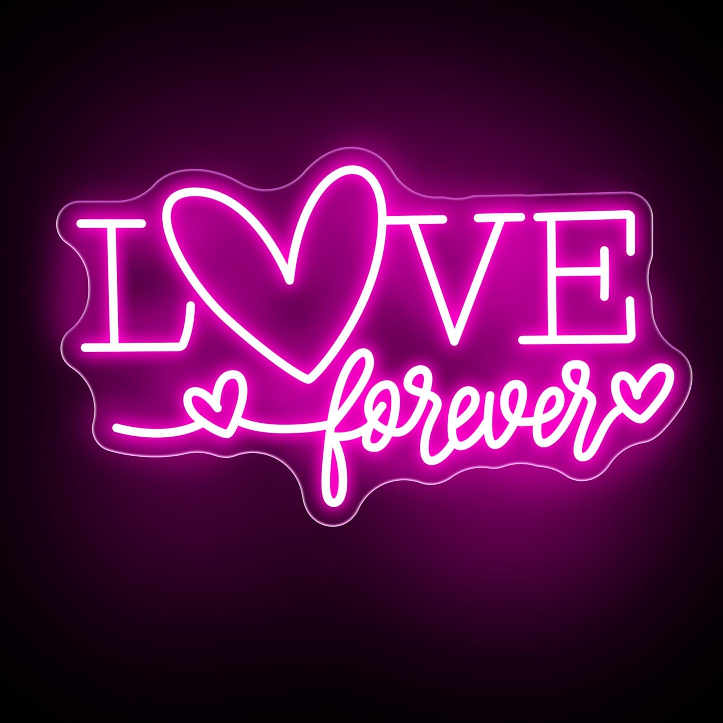 Love Forever Heart Neon Sign, Wedding Party LED Neon Light Valentine's Day Wedding Backdrop Decor Gift For Lover Valentine's Day Gift, LED Romantic Light, Couple Space Accent-Pink-16.5"