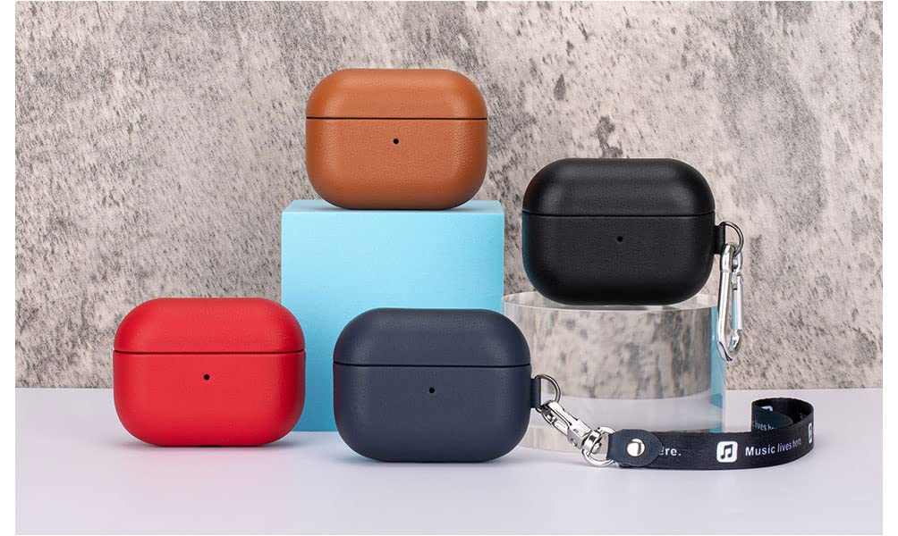 Lopie Handmade Series Cowhide AirPods Pro Case, Full Grain Leather, Shockproof, Dust/Dirt Proof - Black