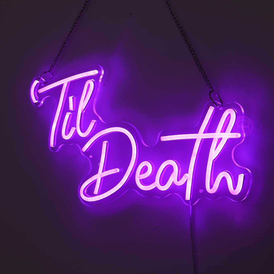 Planzo Til Death LED Neon Light Signs Wedding Birthday Party Wall Decor Sign Home Bedroom Living Room Bar Pub Hanging Halloween Christmas Gifts USB 5V 17IN Indoors Purple