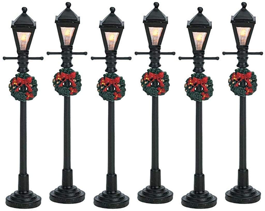 Lemax Christmas Village Gas Lantern Street Lamp Set of 6 Battery Operated (4.5V) - 64499