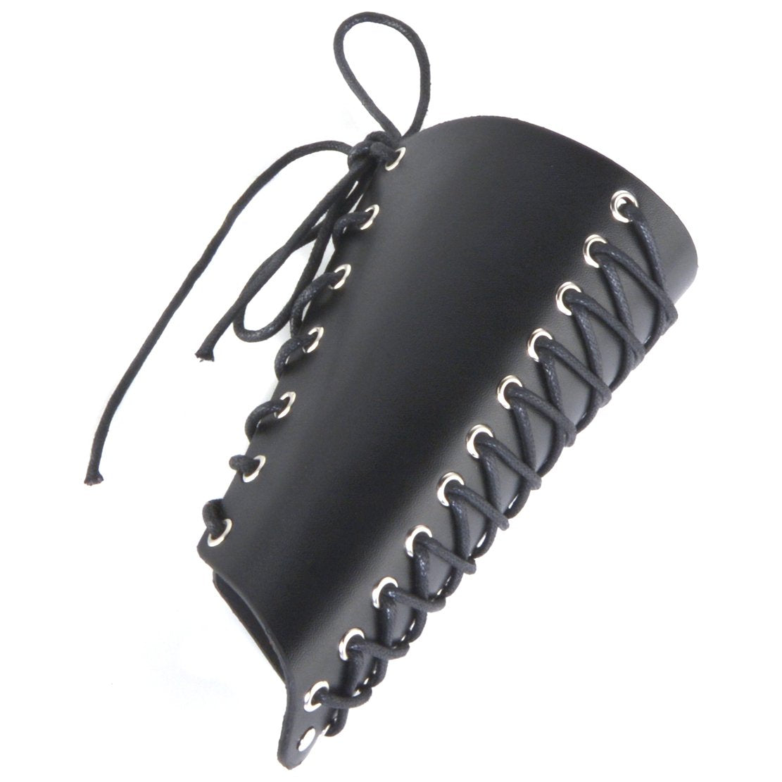 HZMAN 2 Pack Unisex Faux Back Leather Gauntlet Wristband Wide Bracer Arm Armor Cuff (Black 2Pcs)