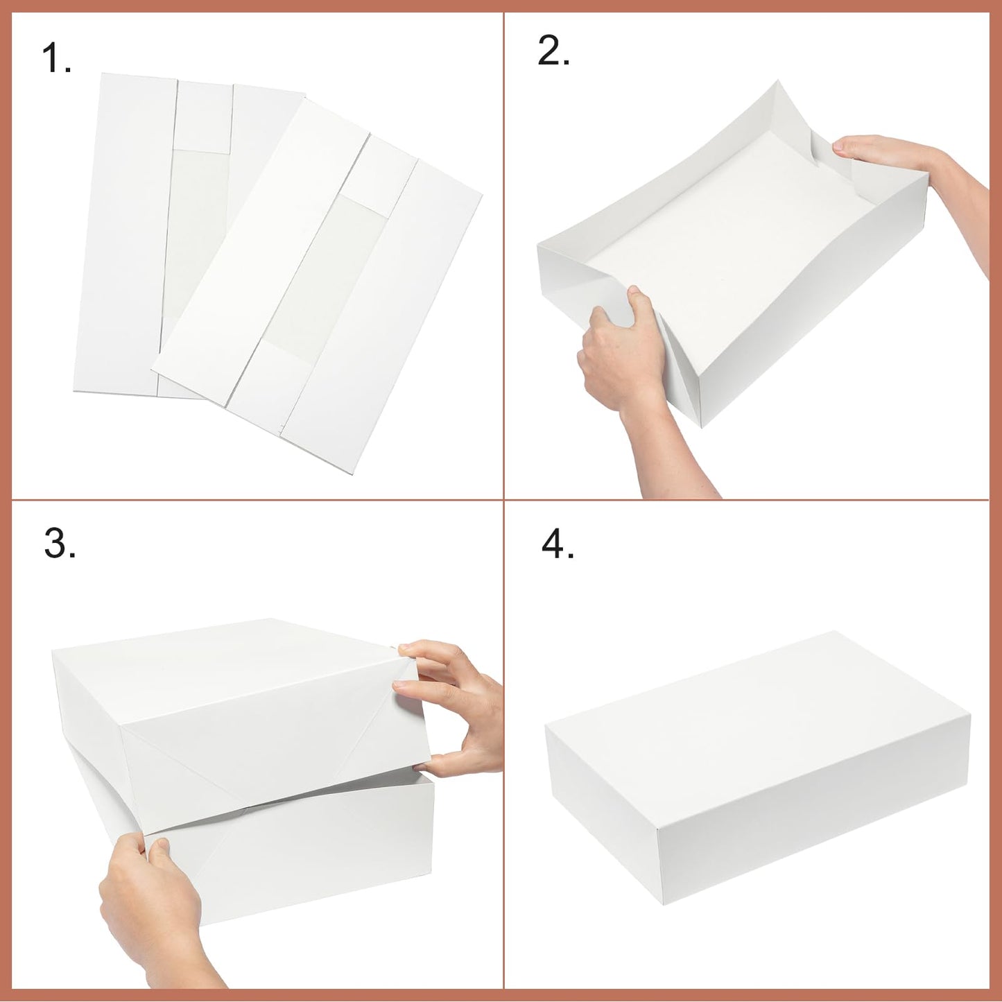 Mefleet 14x10x4 Large Gift Boxes with Lids 10 Pack Extra Deep Clothes Shirt Robe Sweater Box for Christmas Presents, Holidays, Birthday Gift Wrapping White
