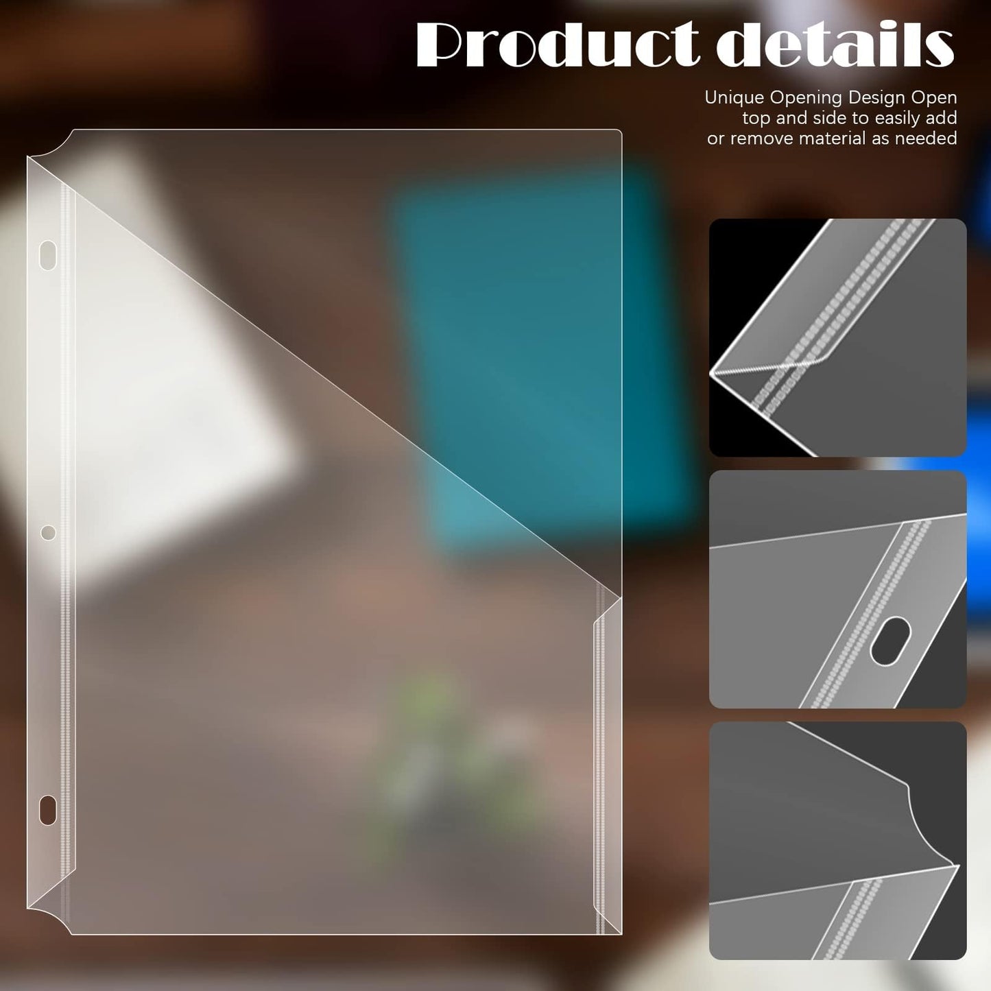 OEBSR 30Pack 3 Hole Punch Clear Plastic Document Folders,Organized Up Poly Translucent Slash Slash File Jacket US Letter/ A4 Size 18C(1.8mm),L-Tape Transparent Document Folders Copy Safe Pockets