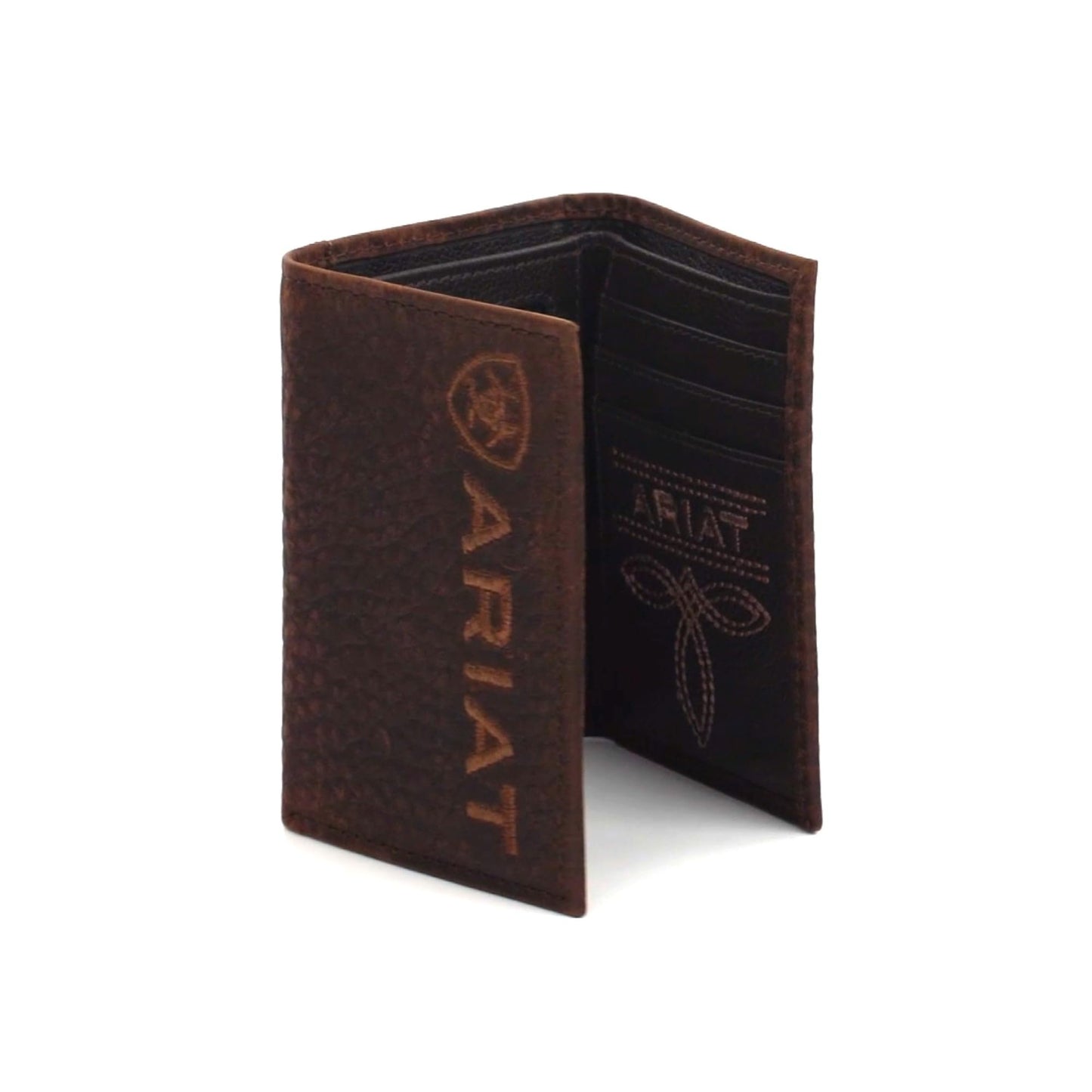 ARIAT Men's Large Logo Bull Hide Leather Trifold Wallet