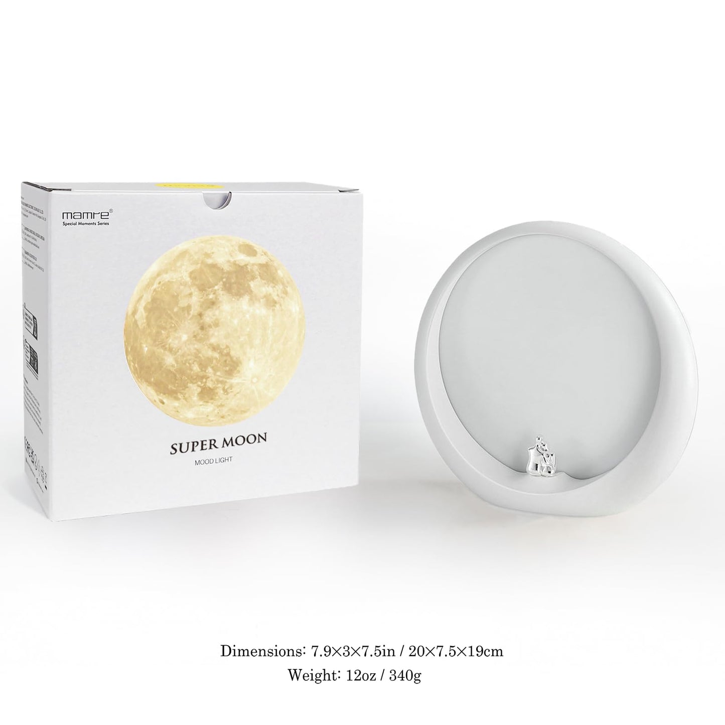 mamre Super Moon Night Light - Dimmable Table Lamp for Home Decor Unique Couple's Gift for Anniversaries, Weddings, Valentine's Day, and Christmas