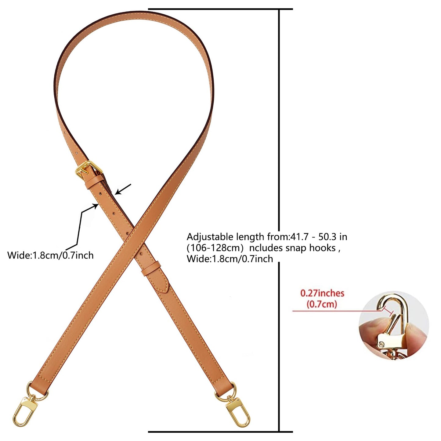 BMBMLV Vachetta Leather Strap Adjustable Crossbody Strap for Small Bags Pochette Mini NM Eva Favorite PM MM Nano Speedy(Honey Light Yellow)