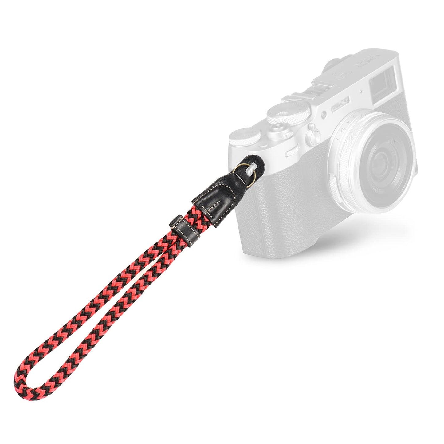 MegaGear SLR, DSLR Camera Cotton Wrist Strap - Black/Red, Small - 23cm/9inc