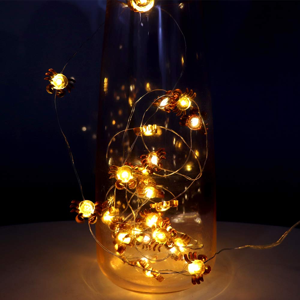 LED String Lights Crab Sea Beach Theme 10ft 30 LEDs Battery Operated Copper Wire Night Light Waterproof Indoor Bedroom Children Girls Room Wall Décor Party Decorations