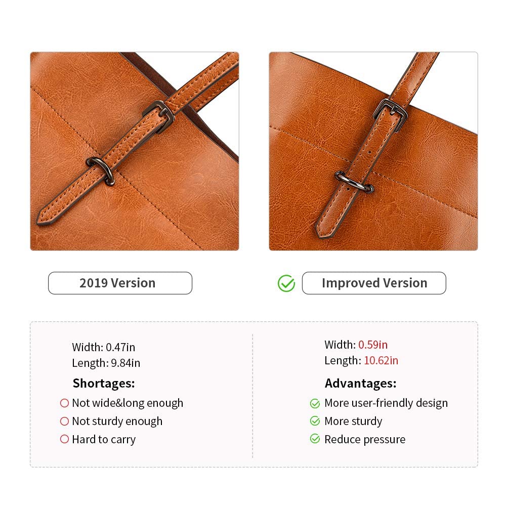 Kattee Vintage Genuine Leather Tote Shoulder Bag for Women Satchel Handbag with Top Handles (Light Brown)
