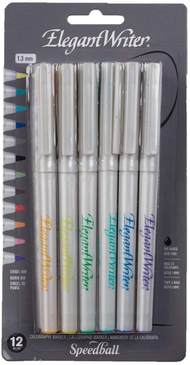 Speedball Art Products Elegant Writer Calligraphy Marker Set (12 Pack), 1.3mm (2821)