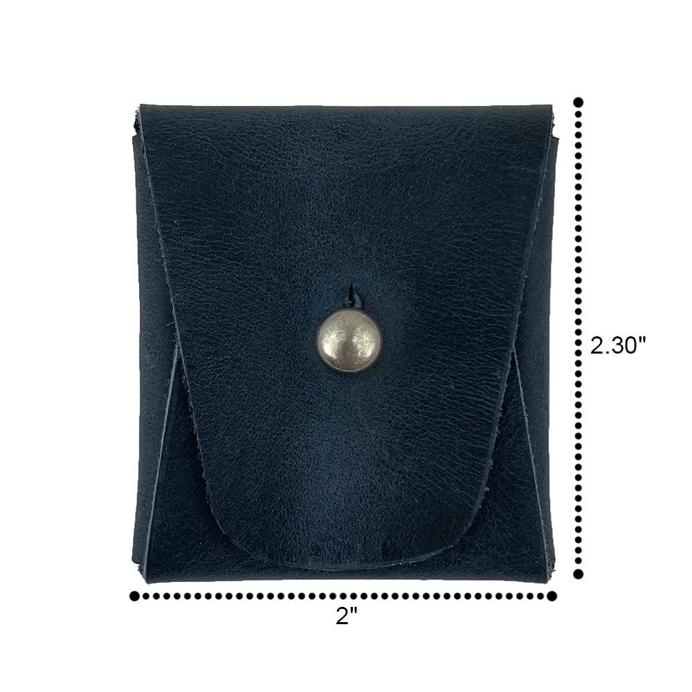 Hide & Drink, Leather Minimalist Coin Pouch, EarPods Case, SD Card Holder, Wallet and Cash Organizer, Handmade Includes 101 Year Warranty (Slate Blue)