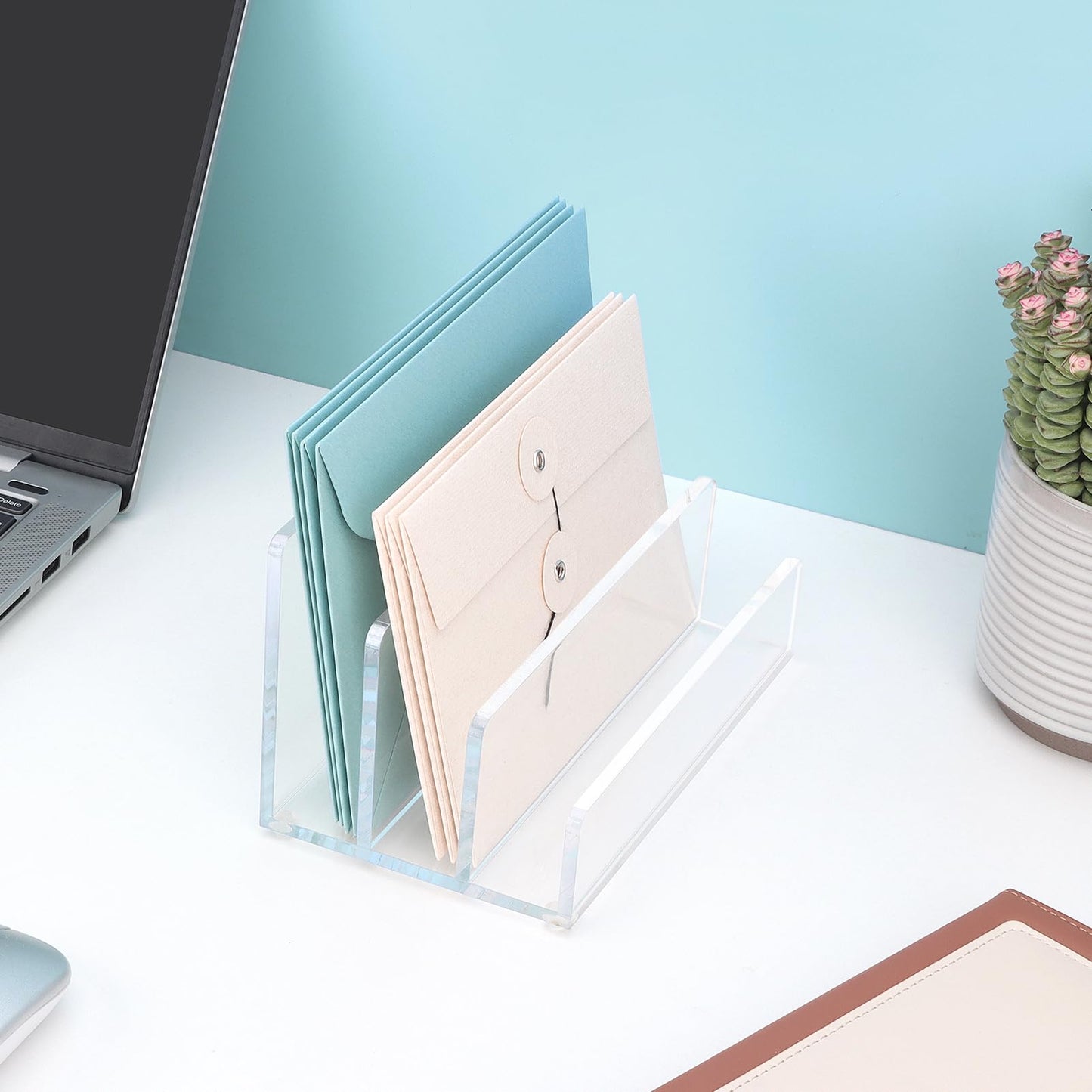 GerayMer Acrylic File Organizer for Desk, 3 Sections Mail Sorter Organizer Holder, Acrylic Desk Organizer for Document, Letter, Notebook