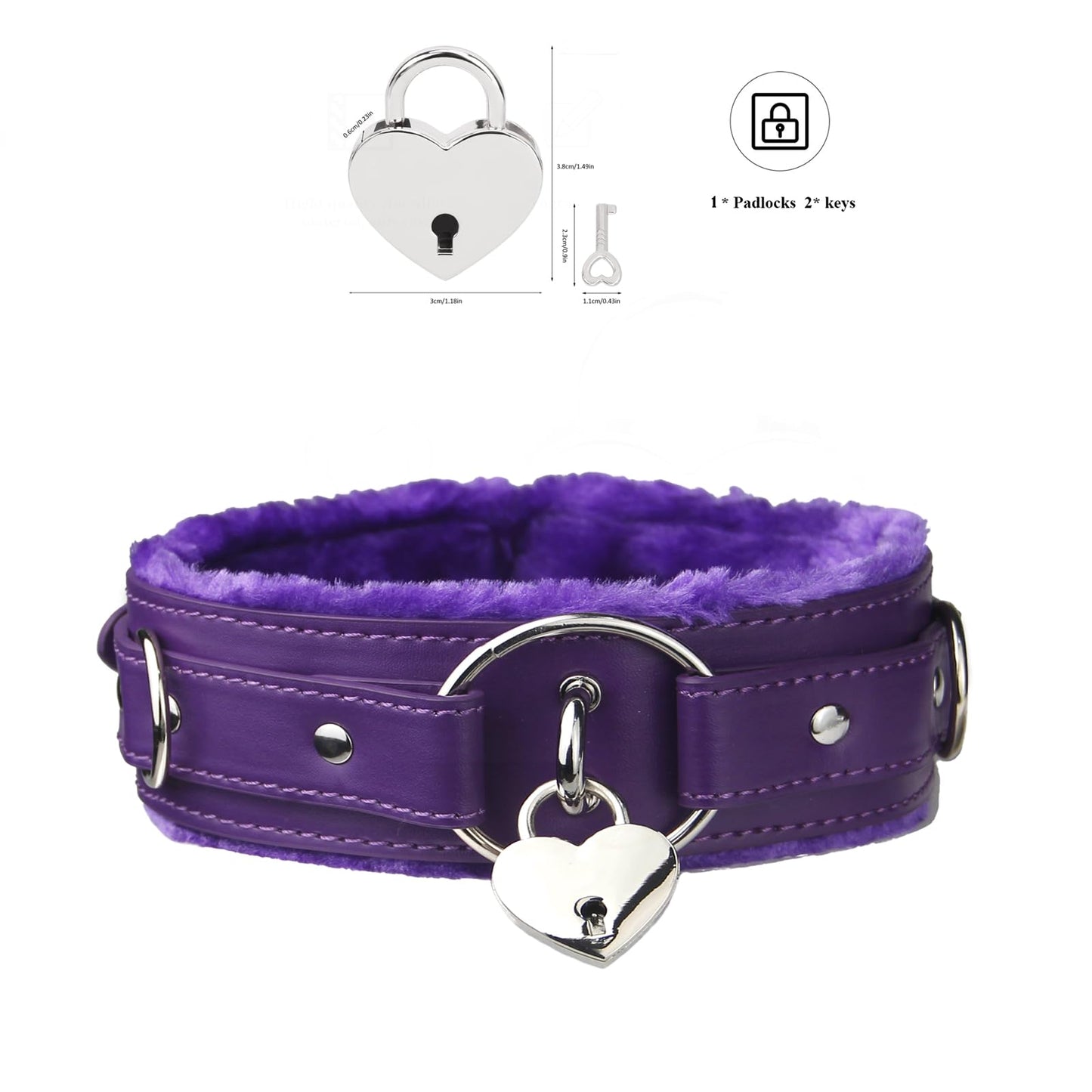 Blinan Leather choker Collar with Lock Adjustable Size for women purple