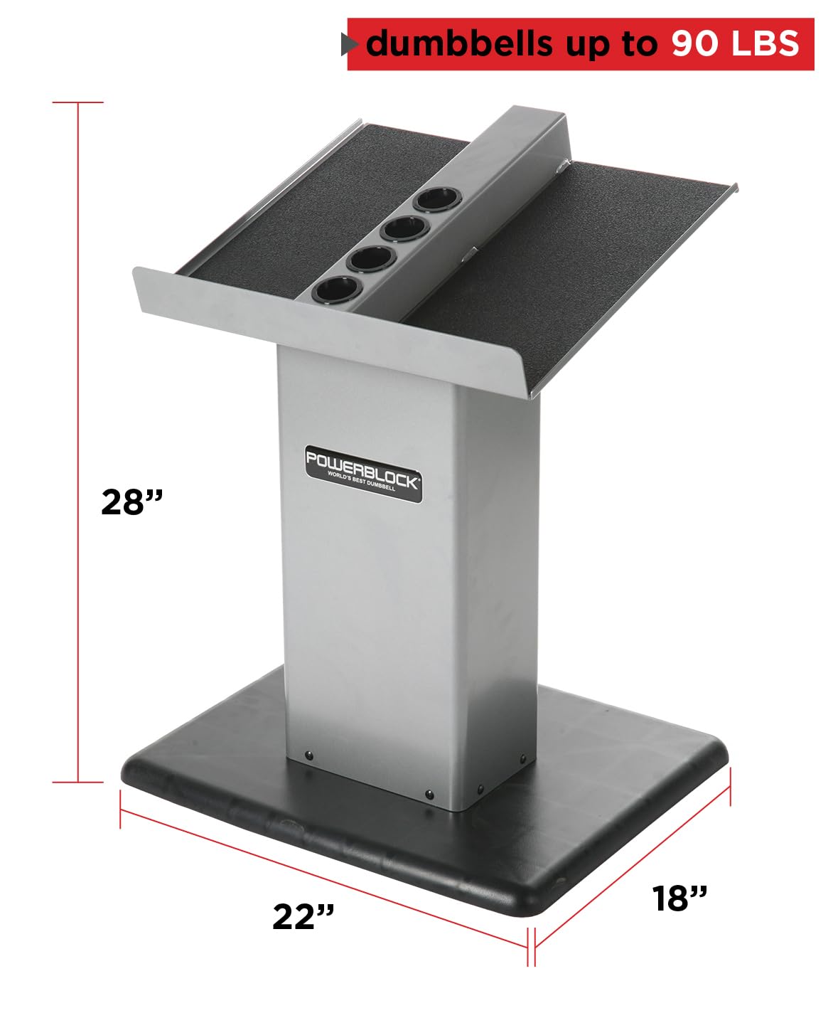 POWERBLOCK Large Column Stand, Dumbbell Rack & Weight Rack,Silver/black