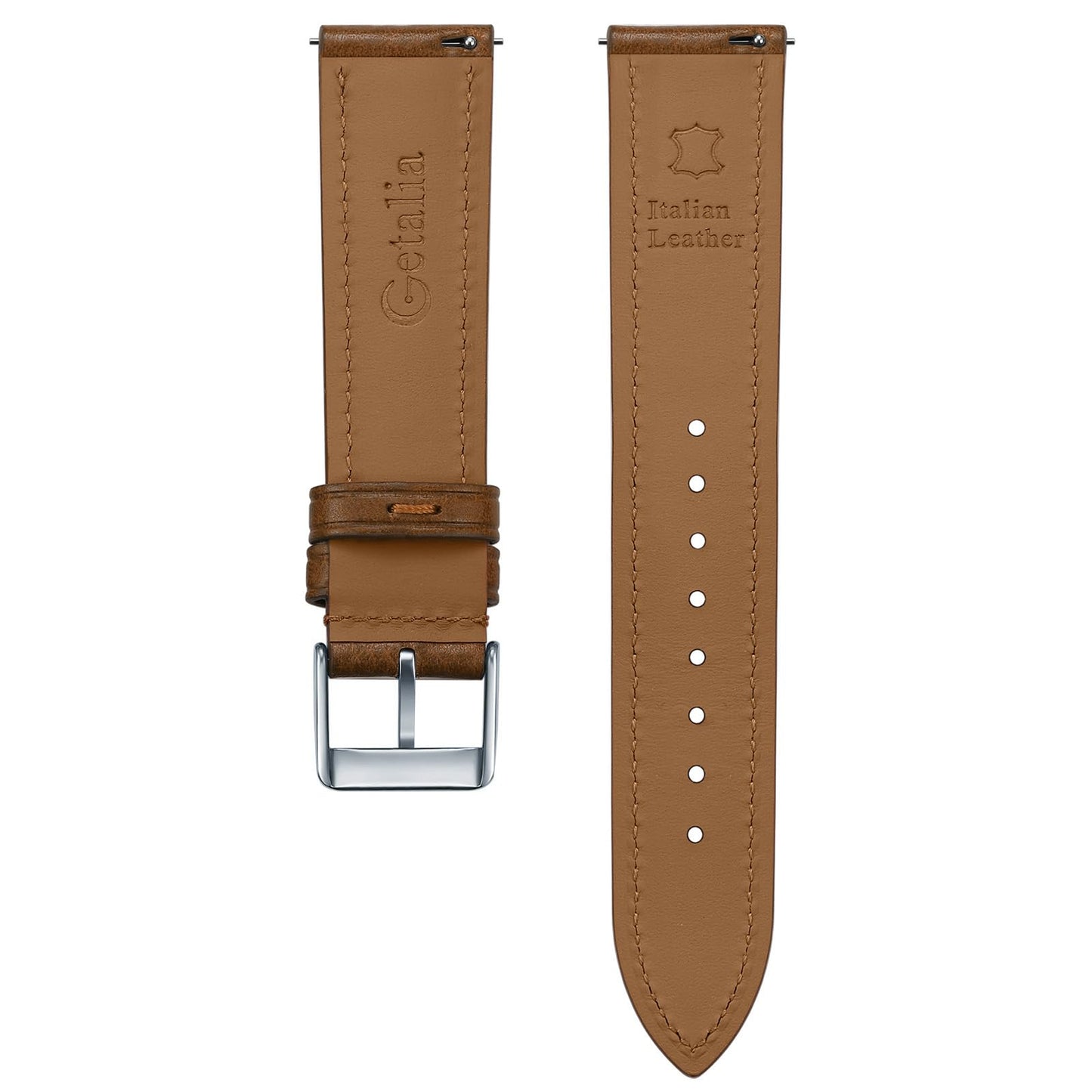 Getalia Italian leather Watch Band Tuscany Natural Vegetable-Tanned Full Grain Genuine Leather, Skin-Safe, Quick Release Replacement Watch Straps for Men and Women Thick and Soft (Cognac Width-20mm)
