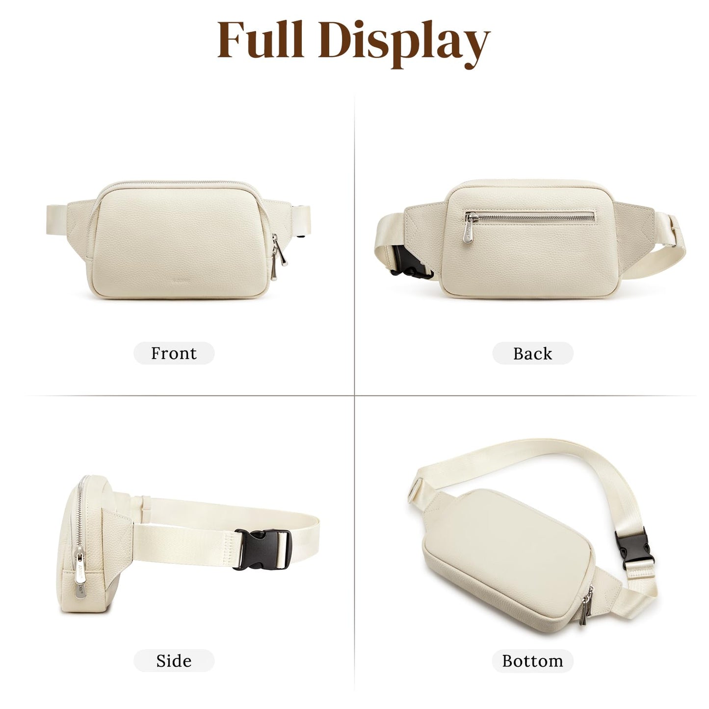 S-ZONE Leather Fanny Pack for Women RFID Blocking Waist Belt Bag Crossbody Purse