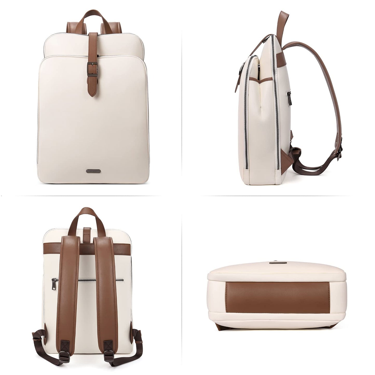 CLUCI Leather Backpack for Women, 15.6 inch Laptop Bag, Large Genuine Work Backpack Travel Back