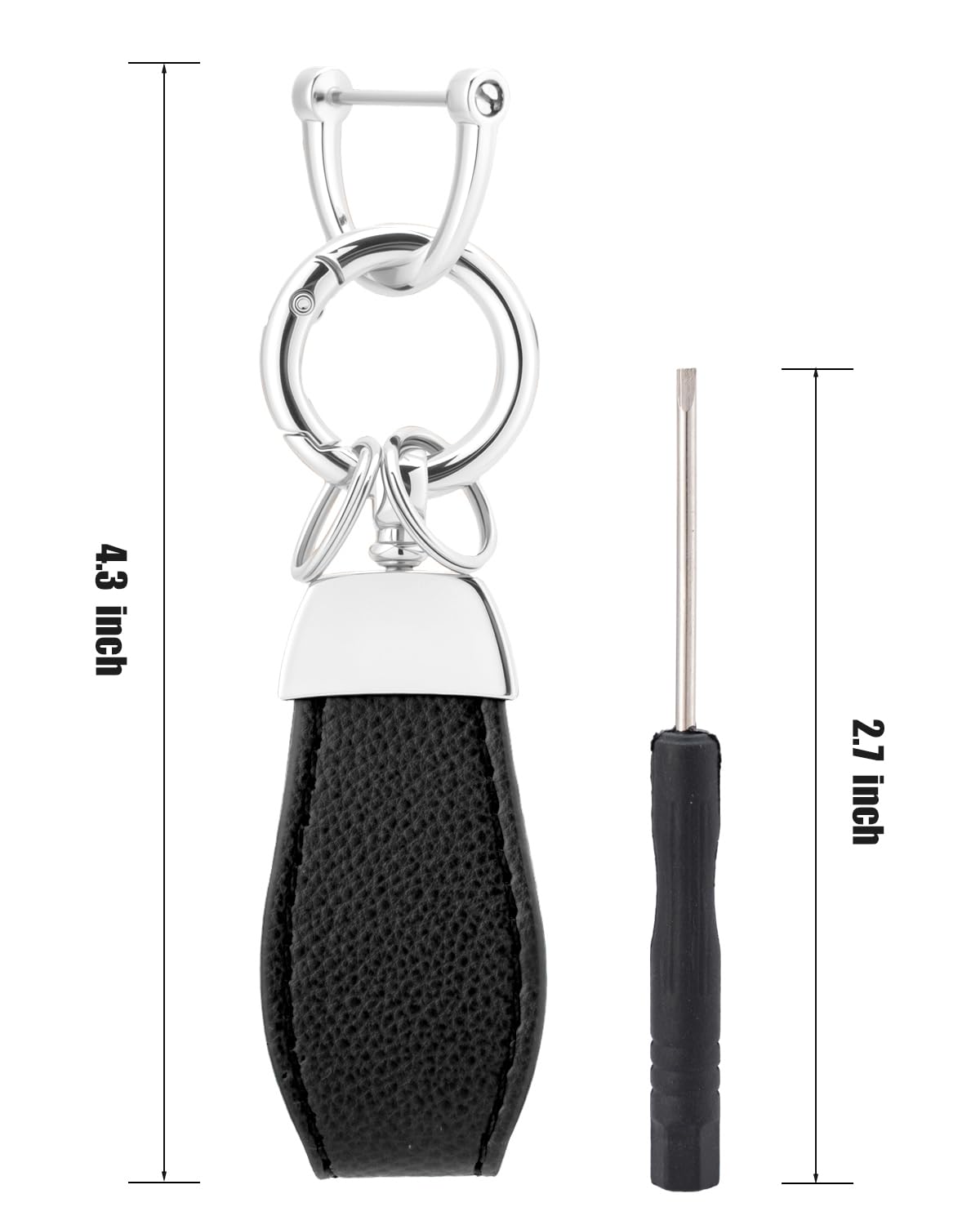 WCHJUD Soft Upper Leather TPU Key Fob Cover Case for Chevy Bolt Equinox Trax Sonic Volt 2017-2025 Accessories with Keychain (Silver-edged black, 4 Buttons)