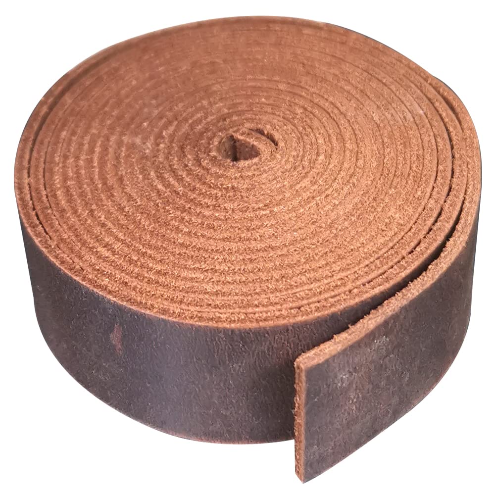 Genuine Leather Strip 1 1/2 Inch Wide 64 Inches Long for DIY Craft Projects, 1.8-2mm Thick, Coffee Brown