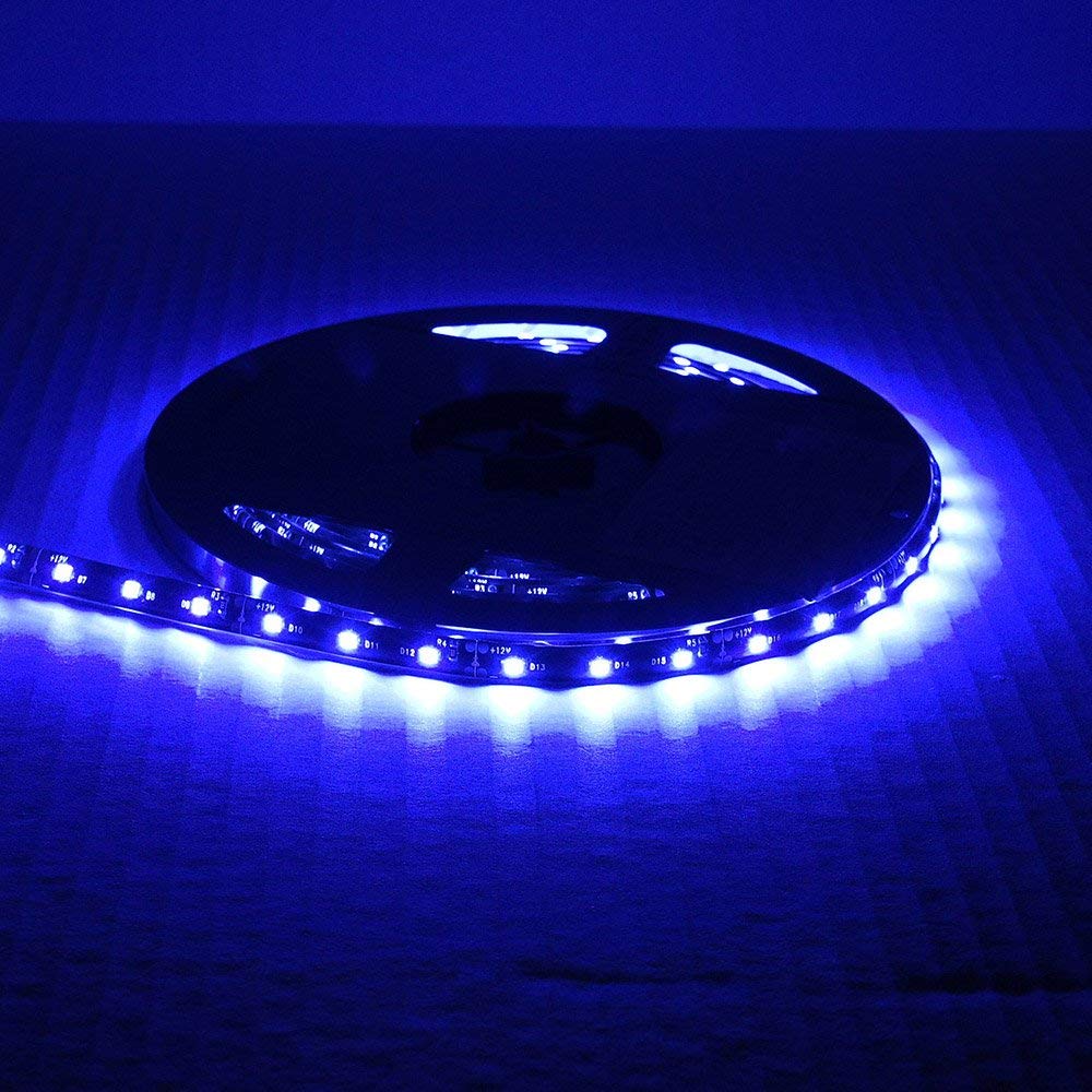 SOCAL-LED LIGHTING 5M 16.4ft Blue Flexible LED Strip High Power Bright 300 SMD 5050 with Double Side Tape, IP65 Waterproof, Cuttable, Black PCB