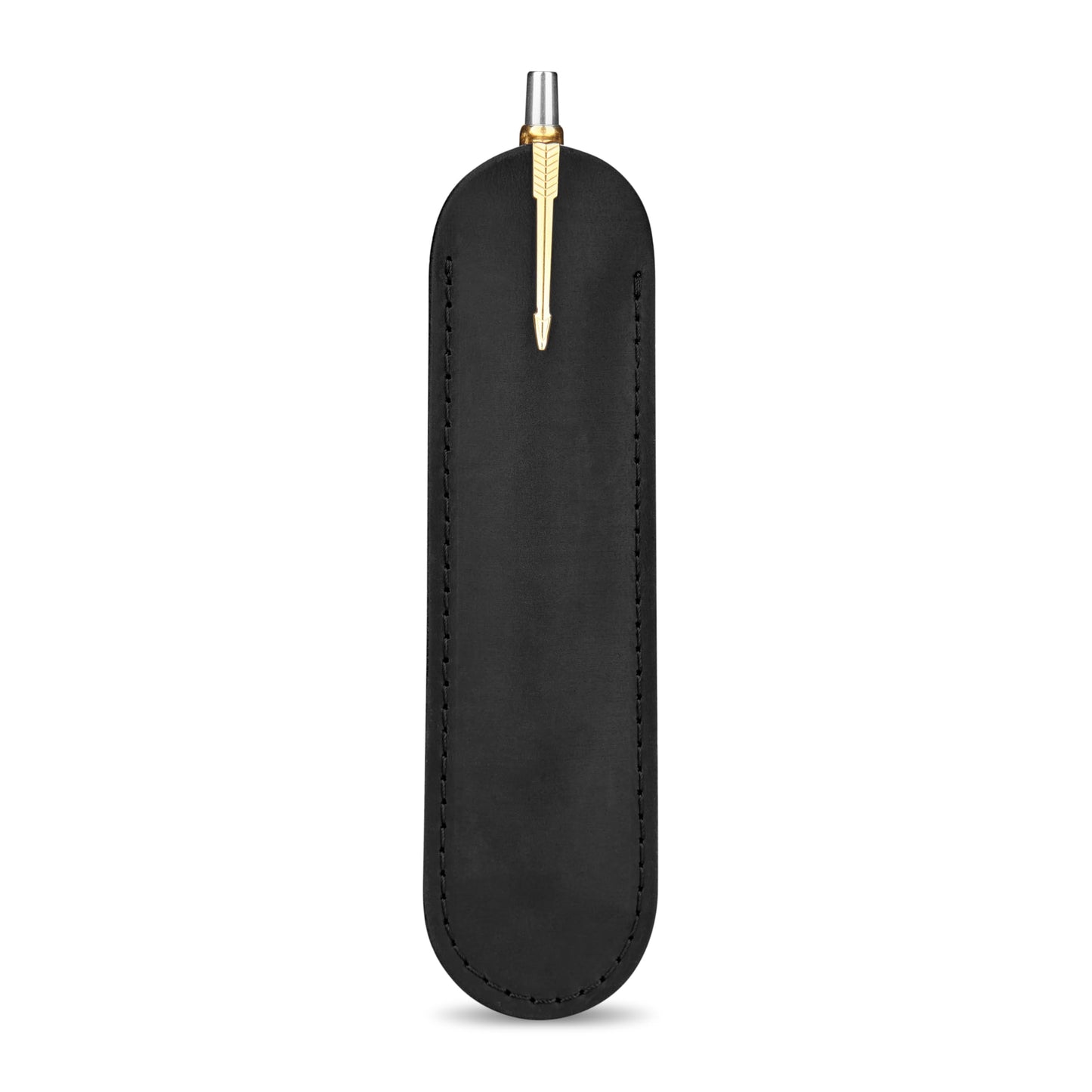 MAKYN Leather Pen Case, Single Pen Pouch Cover, Fountain Pen Sleeve Holder (Black)