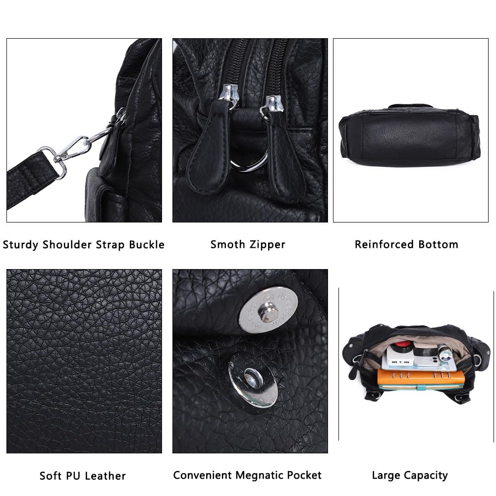 Angel Kiss Purses for Women, Large Shoulder Bag Hobo Tote Purse Mutipocket Faux Leather Satchel Hobo Purse