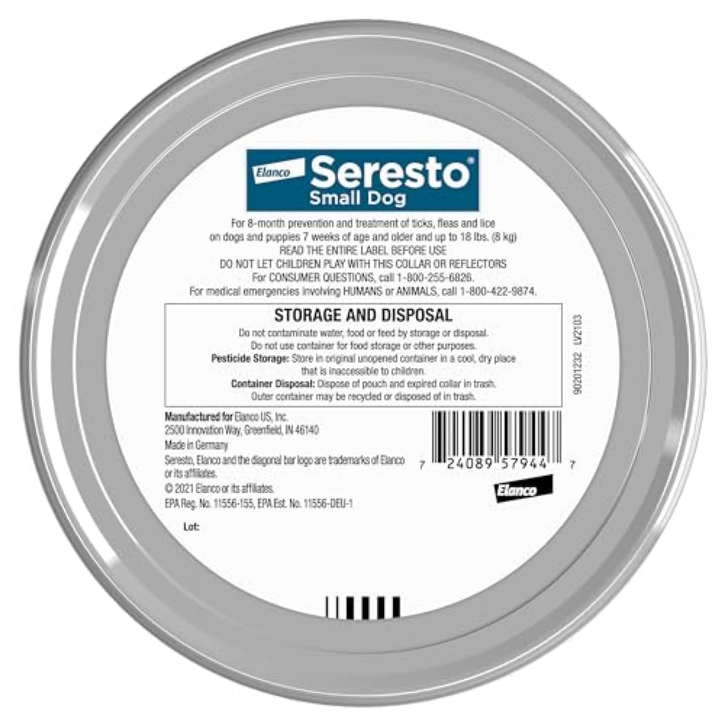 Seresto Small Dog Vet-Recommended Flea & Tick Treatment & Prevention Collar for Dogs Under 18 lbs. | 8 Months Protection