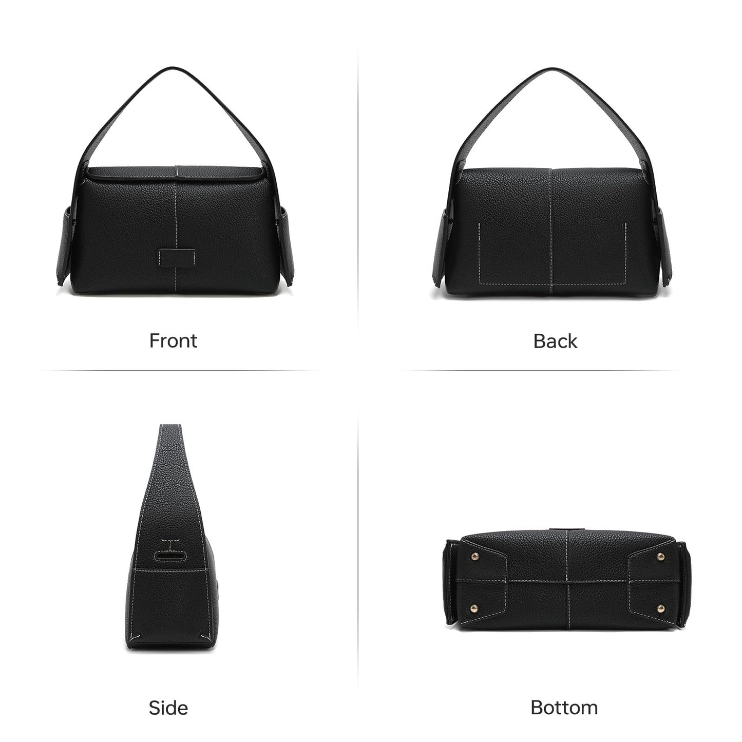 Goinsound Trendy Shoulder Purses Medium Black Handbags For Women Leather Crossbody Bag With Adjustable Strap