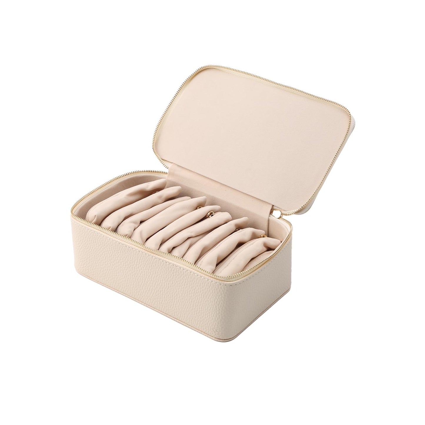 Zjyufy Portable Jewelry Organizer with 12 Velvet Pouches - Travel Jewelry Case for Women, Faux Leather Display Box for Earrings Rings Necklaces Bracelets, Wedding Gift, Hotel Storage Solution