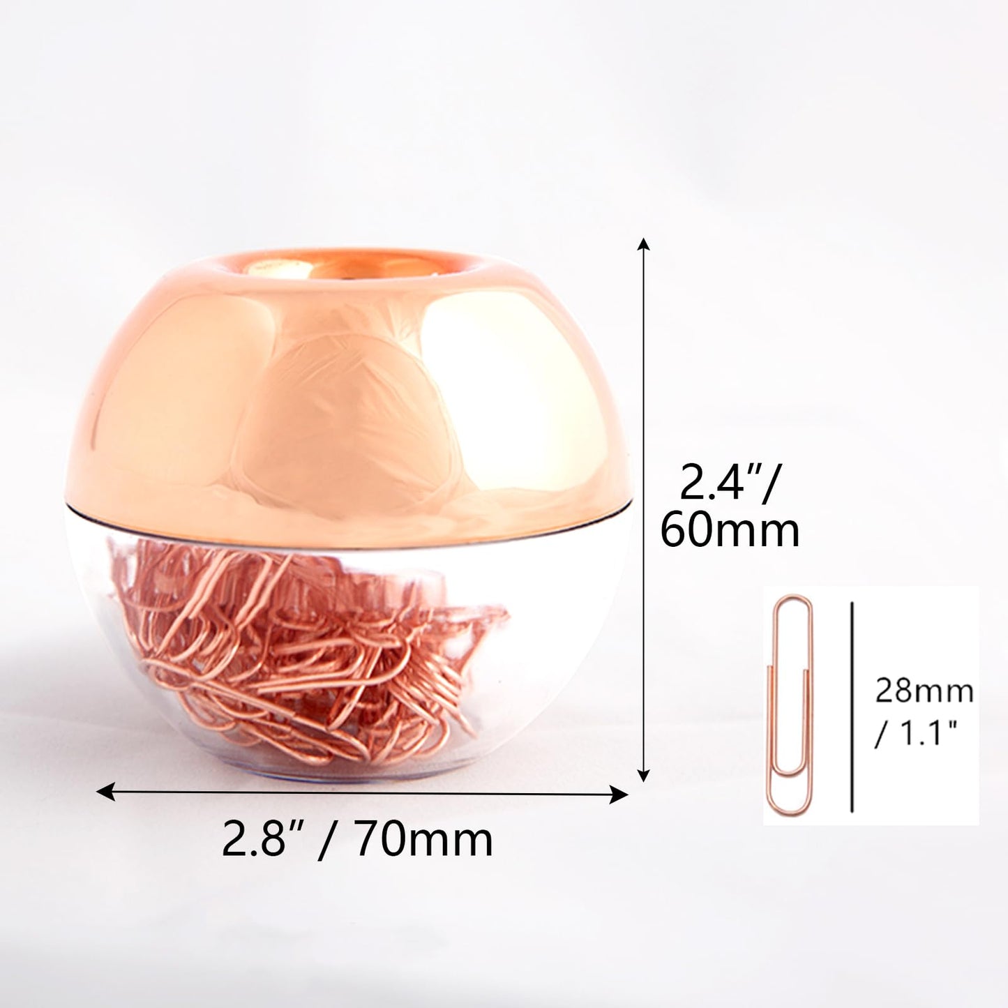 Rose Gold Paper Clip Holder Magnetic Paper Clips Dispenser with 100pcs Paperclips for Desk Office School Home Organizers Accessories Gift Idea (Rose Gold)