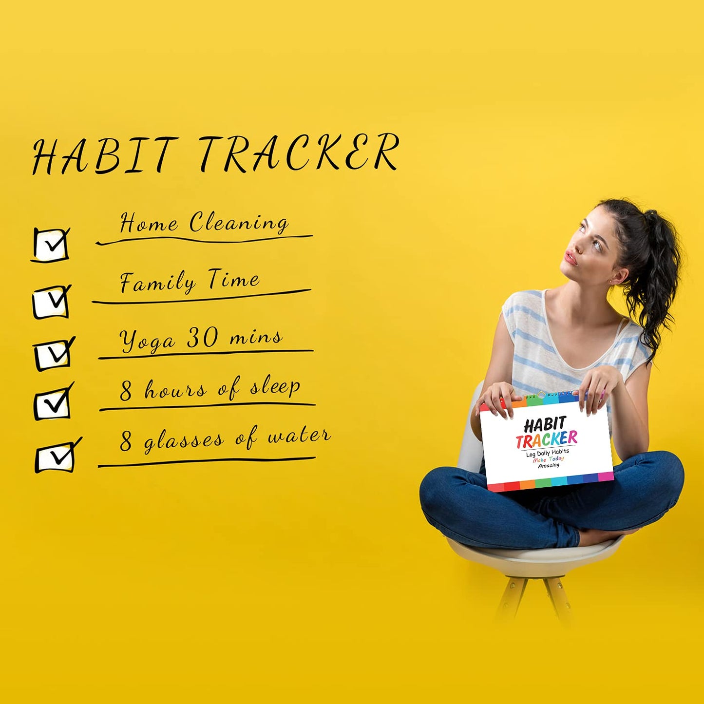 gisgfim Habit Tracker Calendar Motivational Habit Tracking Journal Inspirational Goal Planner with Spiral Binding Beautiful Weekly Undated 12+2 Month Journal