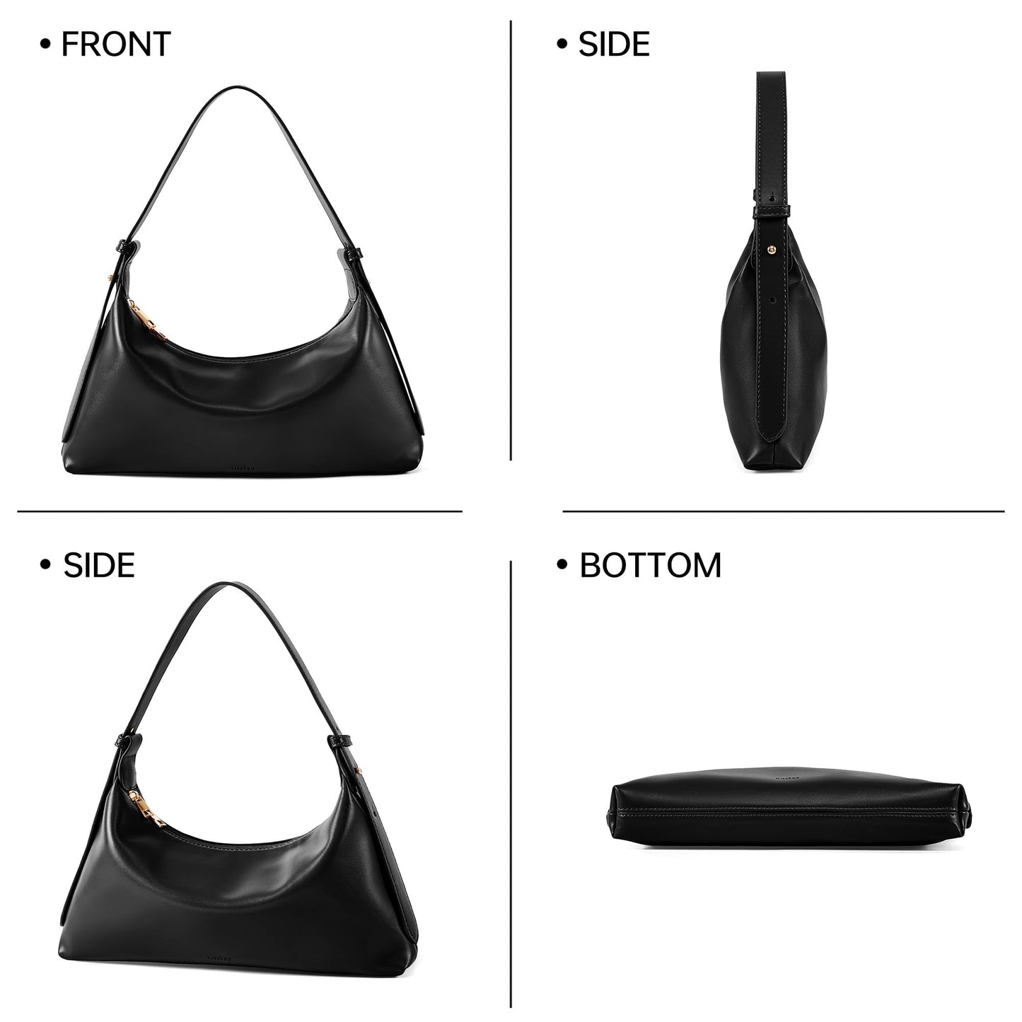 Kiss Sea Medium Crescent Hobo Bag for Women Vegan Leather Shoulder Purse Trendy