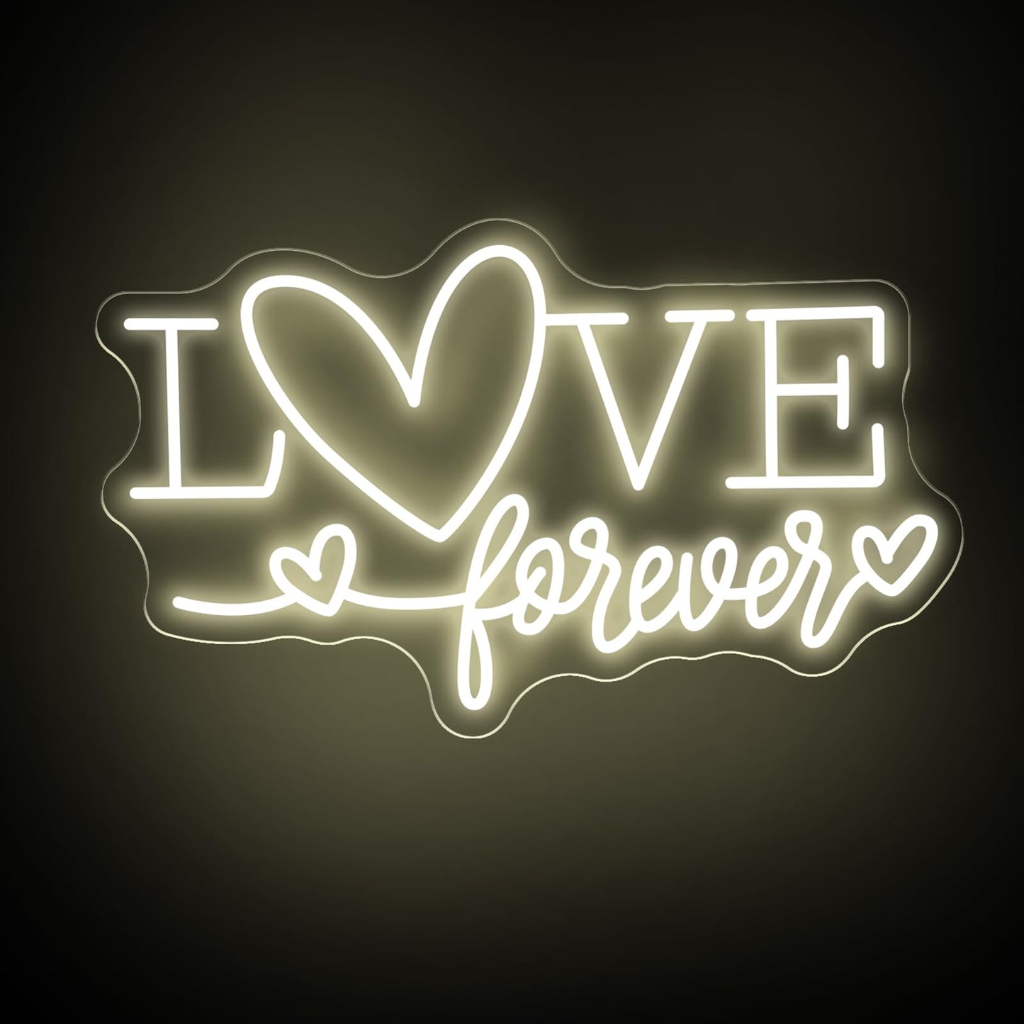 Love Forever Heart Neon Sign, Wedding Party LED Neon Light Valentine's Day Wedding Backdrop Decor Gift For Lover Valentine's Day Gift, LED Romantic Light, Couple Space Accent-Warm White-16.5"