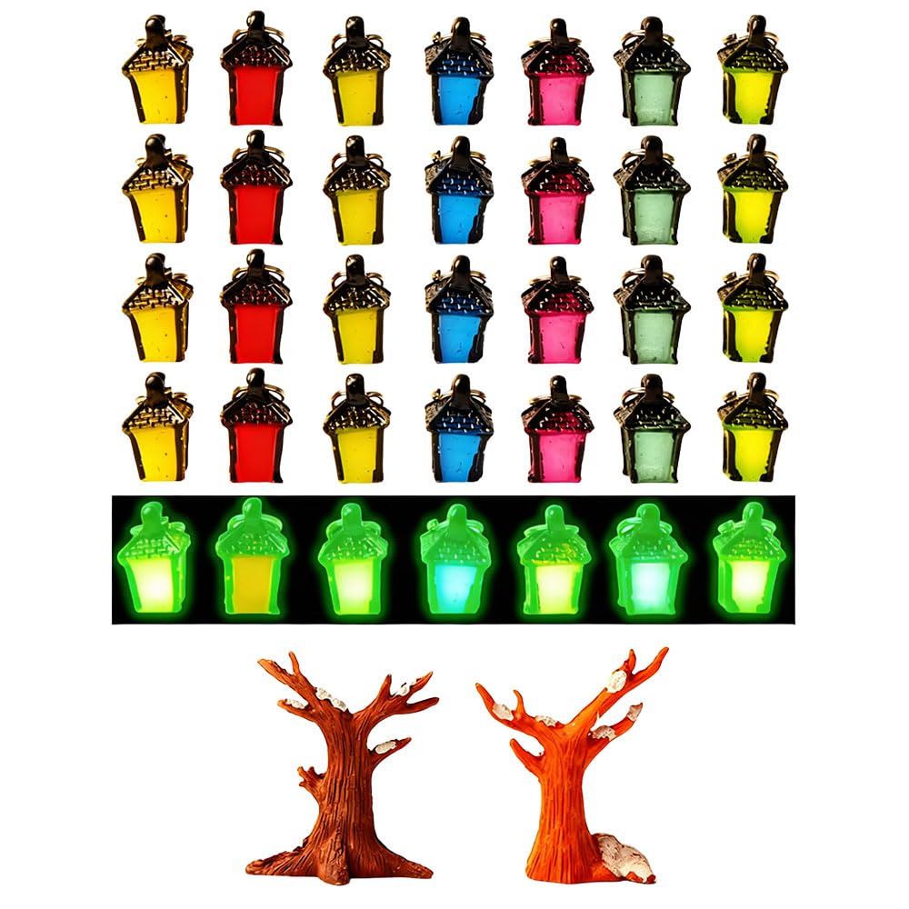 zytpanvm 30PC Glow-in-The-Dark Mini Lanterns – Auto-On Rustic Decor, No Wiring for Halloween/Christmas/Thanksgiving, Garden/Patio Hanging/Tabletop Festive Lights