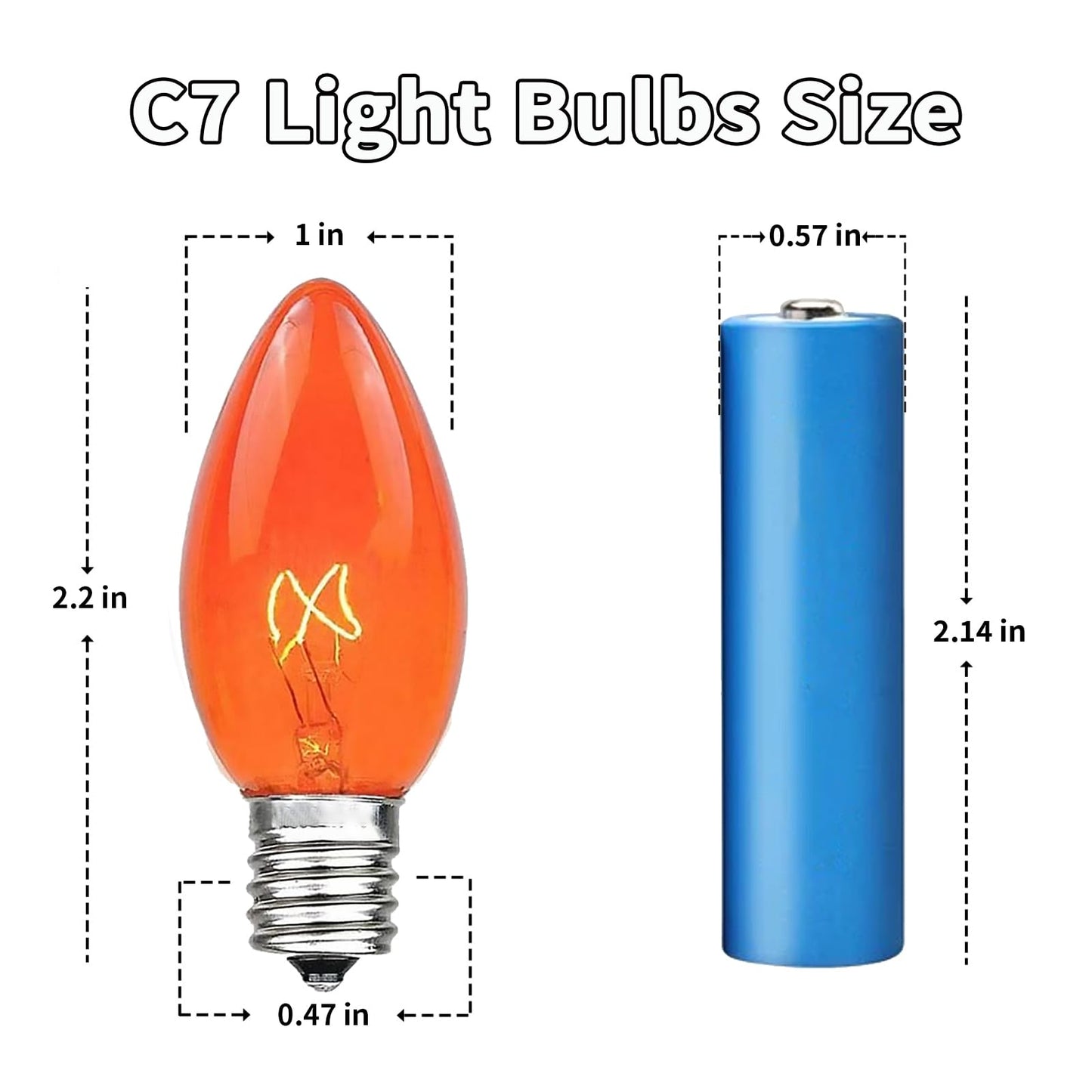 CHYSUPER 25 Pack C7 Replacement Bulbs, 120V 5W Orange Dimmable, E12 Base